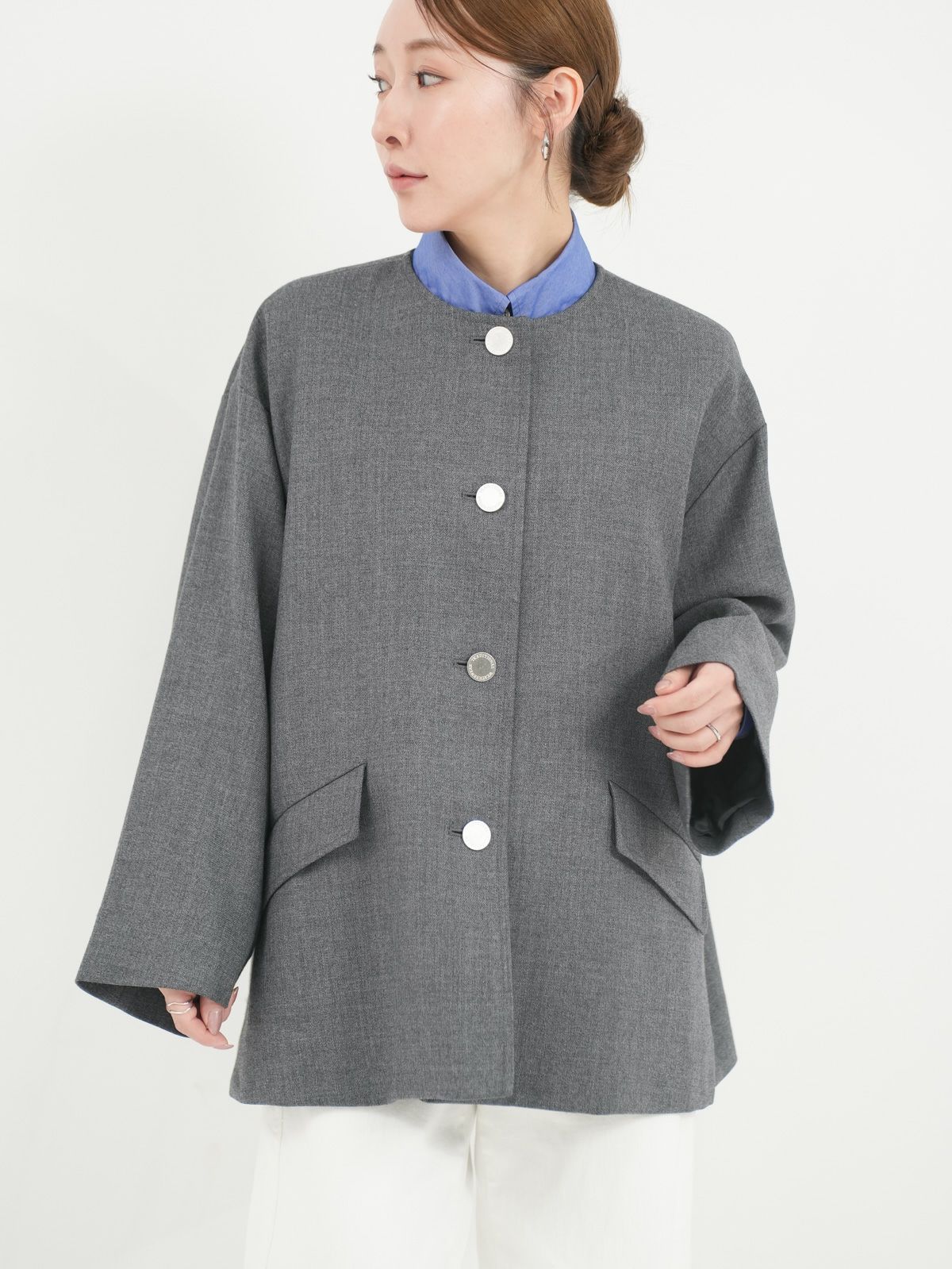 [ Traditional Weatherwear / トラディショナルウェザーウェア ] LINTON N/C SHORT / リントンノーカラーショート