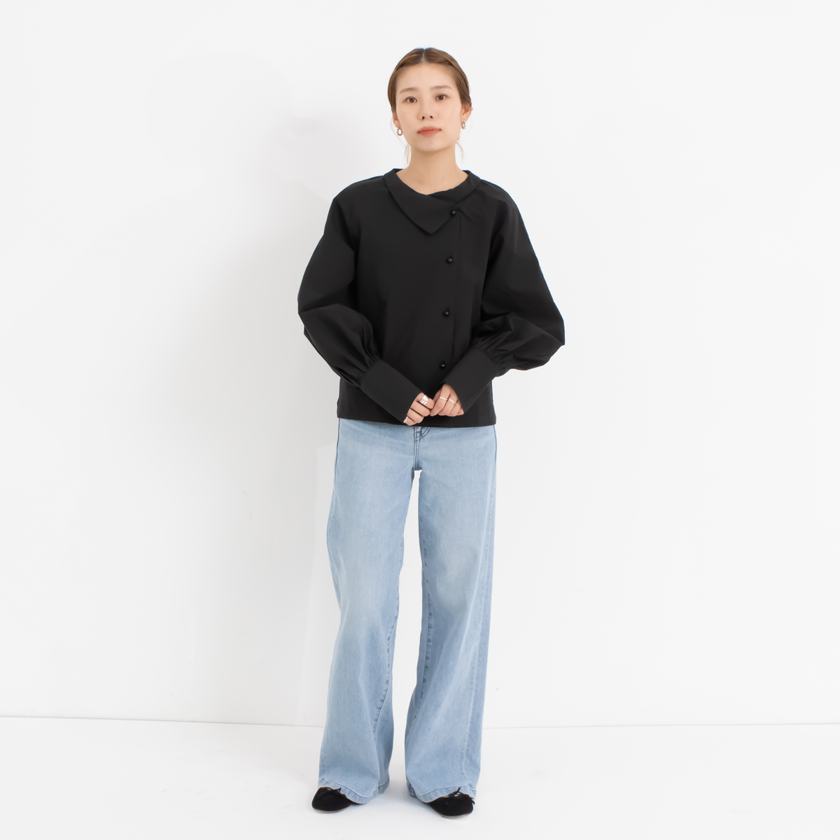 デザインラペルブラウス