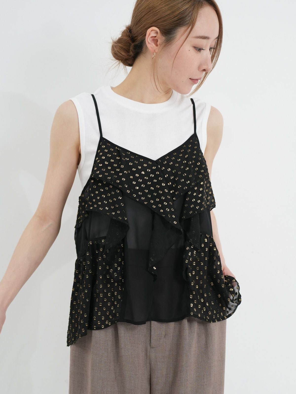 foundrymews フリルキャミソール　sadiya top trois ] フリルキャミソール | FUKAYA FASHION STORES ONLINE
