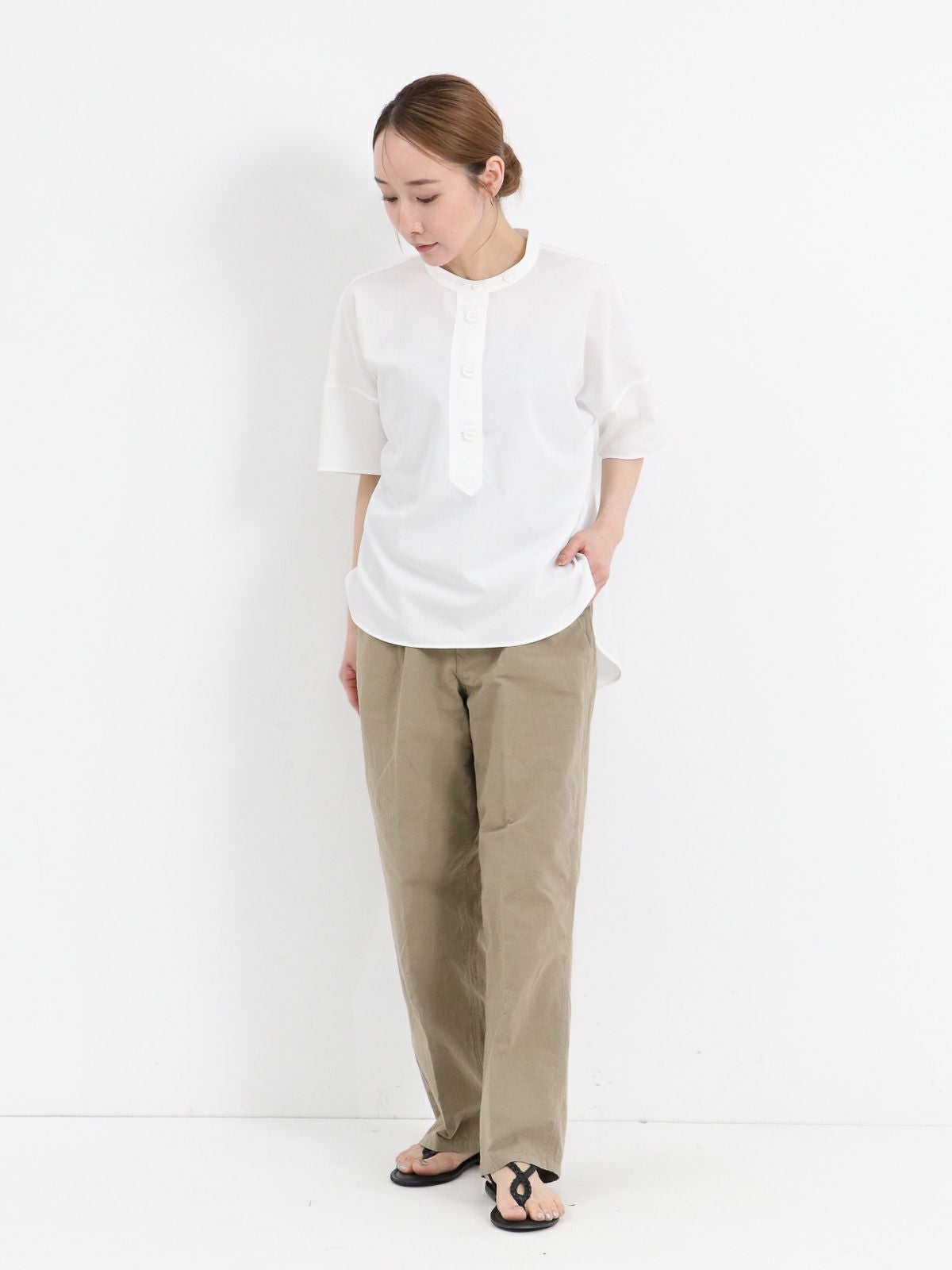 Manna ] パラシュート釦スタンドカラーシャツ | FUKAYA FASHION STORES