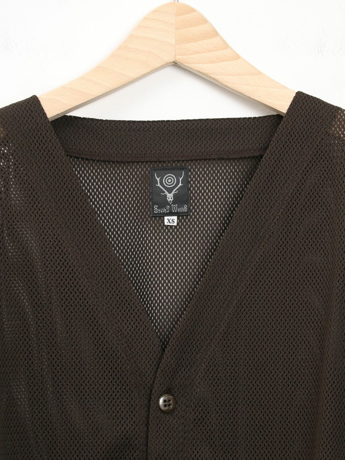 サウス2ウエスト8 カーディガン M メッシュ Vネック 長袖 黒 ブラック South2 West8 (サウスツーウエストエイト) V-Neck Cardigan - Knit