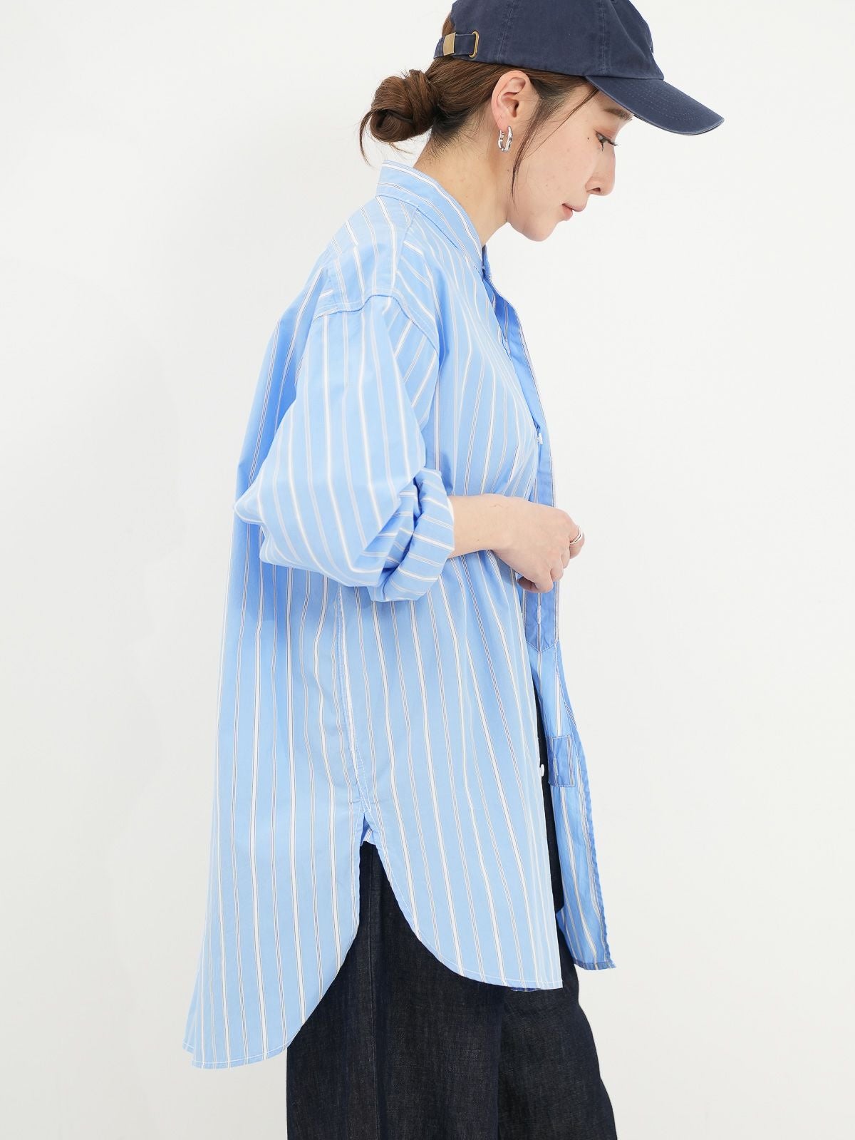 ROYAL NAVY ] バンドカラーシャツストライプ | FUKAYA FASHION STORES