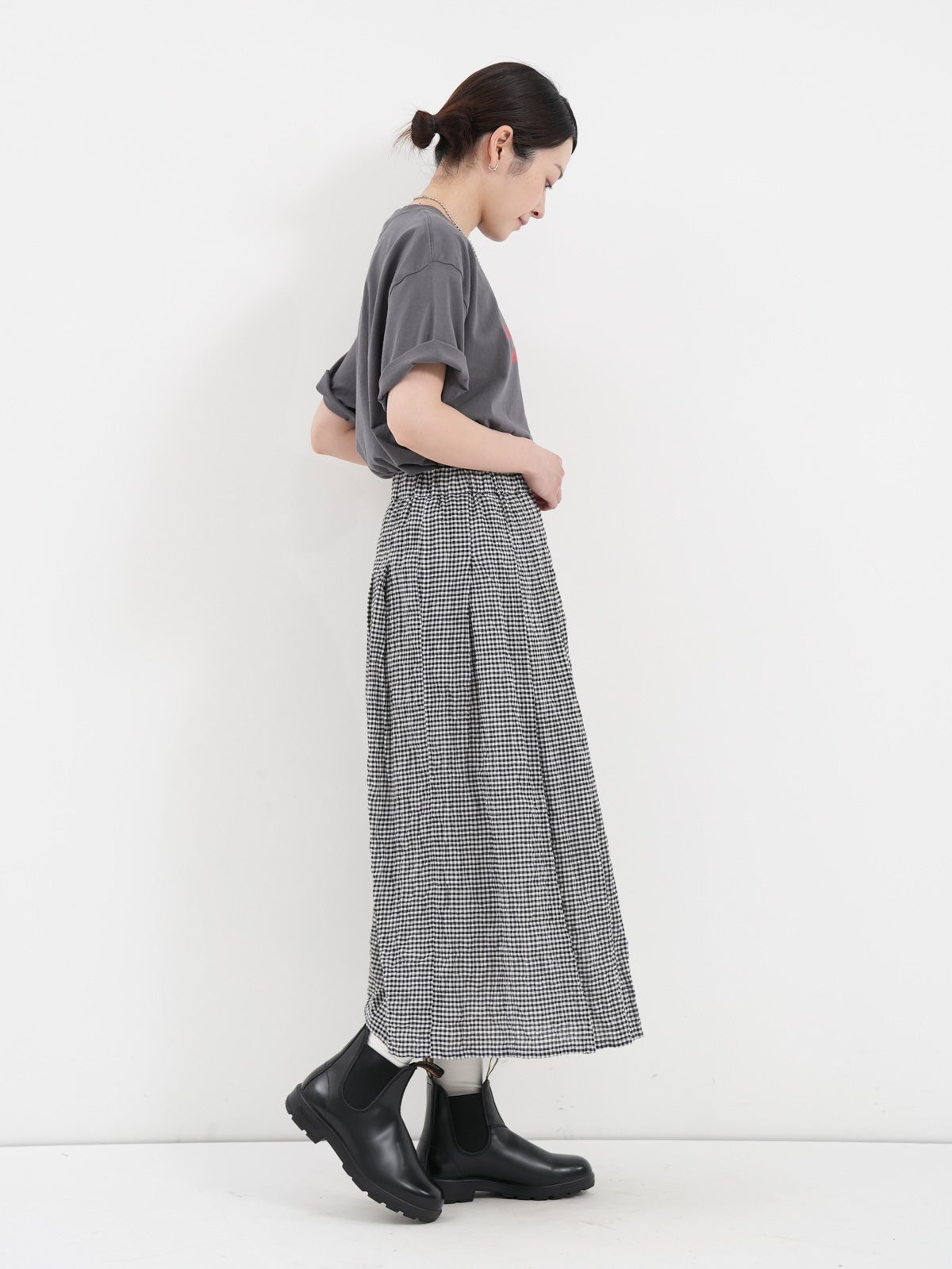 Vent d' ouest ] シャーリングチェックスカート | FUKAYA FASHION