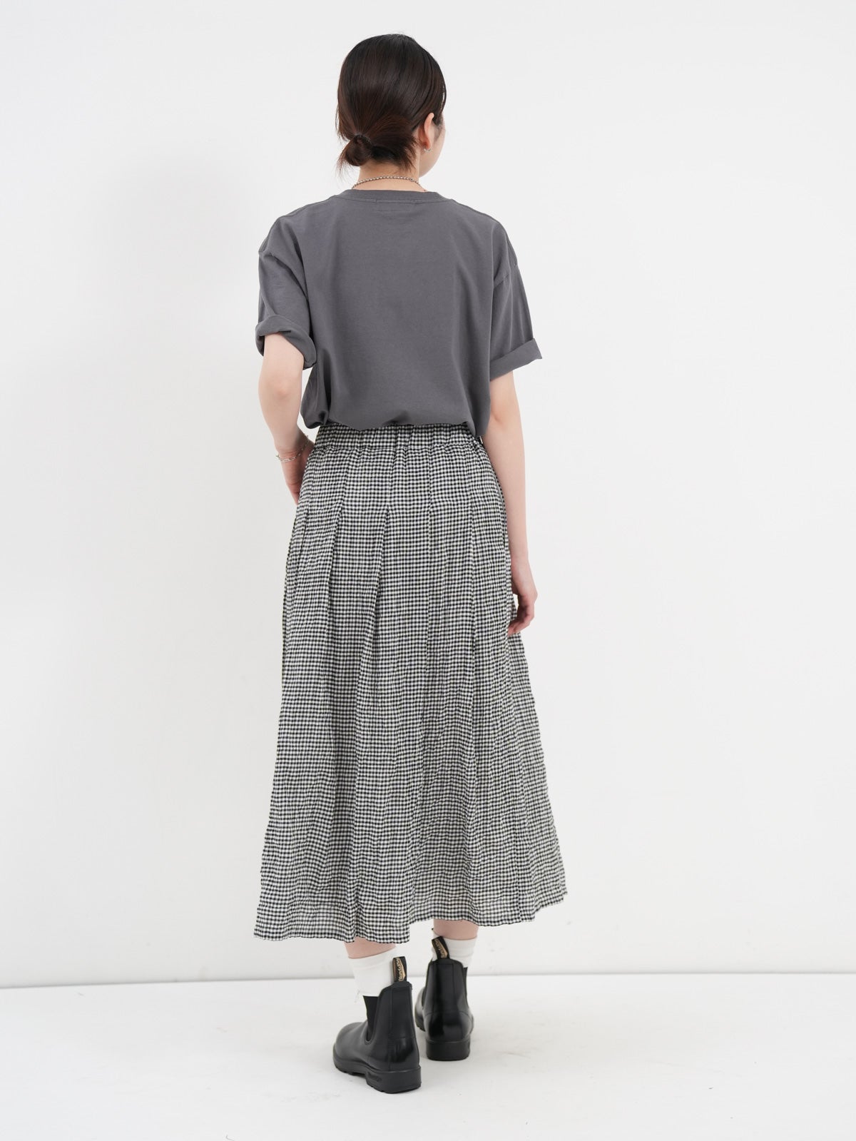 viavanda チェックスカート Vent d' ouest ] シャーリングチェックスカート | FUKAYA FASHION