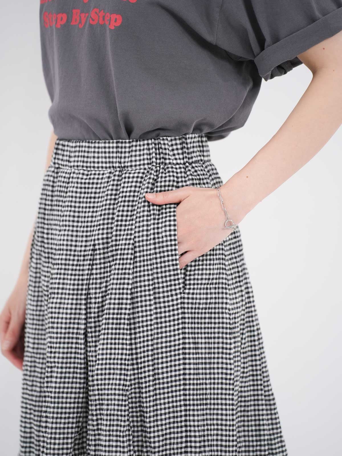 Vent d' ouest ] シャーリングチェックスカート | FUKAYA FASHION