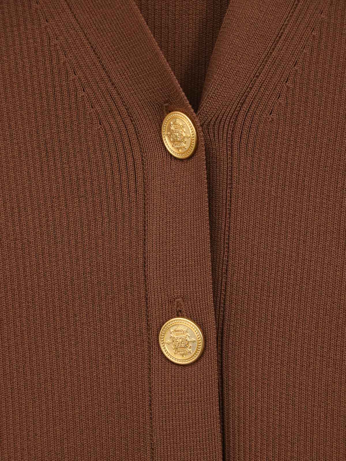 【ココユユ】FENDI 金ボタン FFロゴ カーディガン ダークブラウン jeune ] 別注Vネックリブカーディガン | FUKAYA FASHION STORES ONLINE