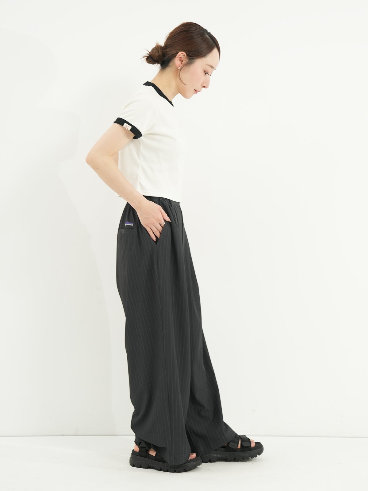 THOUSAND MILE ] LONG WIDE PANTS - Stripe | FUKAYA FASHION STORES