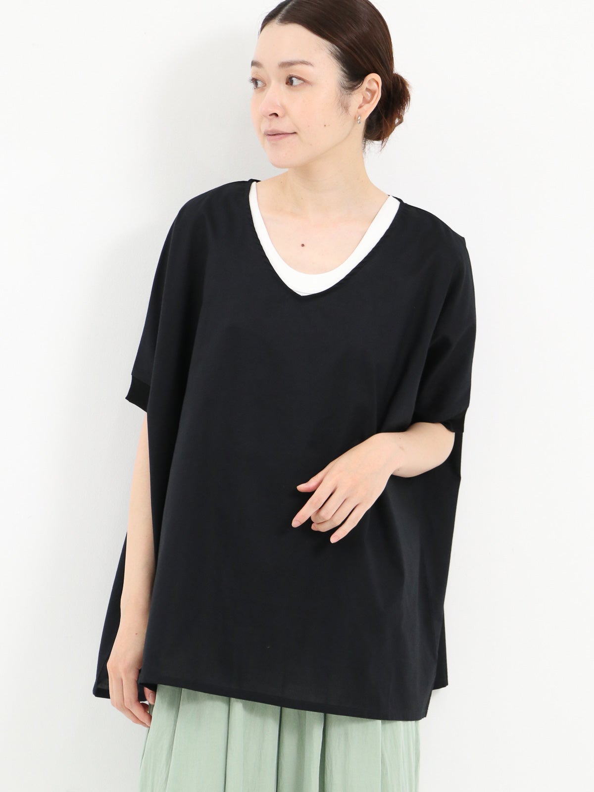 Smile and be happy ] Vネックオーバーブラウス | FUKAYA FASHION